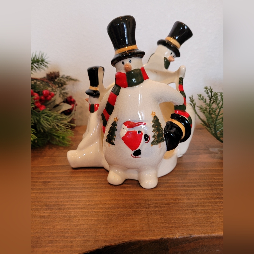 Russ Berrie Snowman Pillar Candle Holder